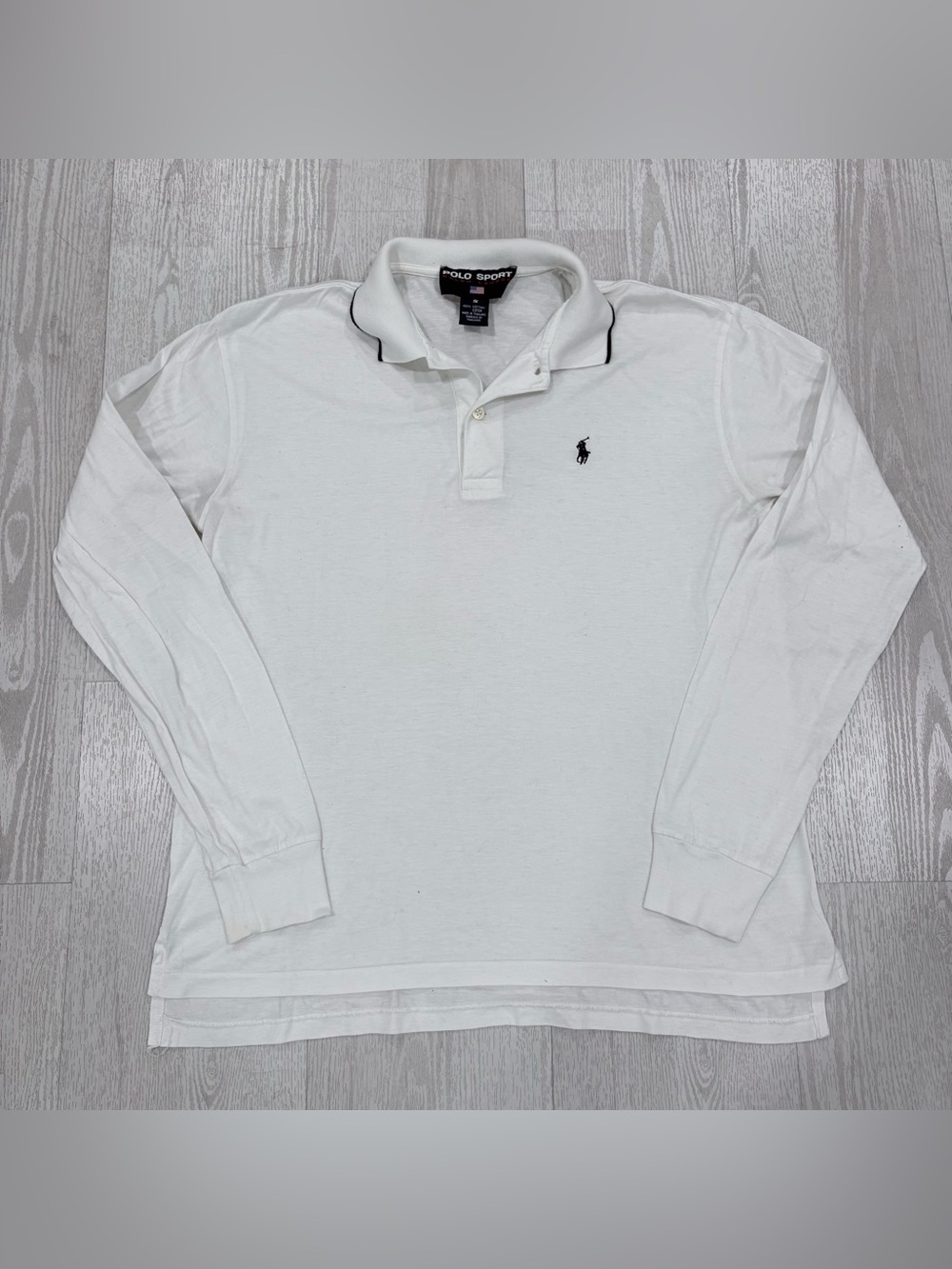 Polo Sport Ralph Lauren Men’s White Long-Sleeve Polo Shirt Size S